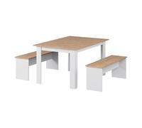 Vicco Ensemble de Banquette d'angle Sentio Blanc/Chêne 137.6x92.8 | avec 2 bancs, pour une utilisation peu encombrante dans la salle à manger et la cuisine