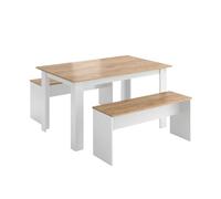 Vicco Ensemble de Banquette d'angle Sentio, Chêne Blanc/Force de l'or, 137.6x92.8cm avec 2 bancs