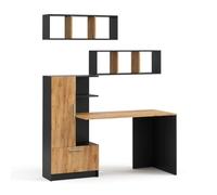 Vicco Ensemble de Bureau Tomy, Anthracite/Chêne de Force doré, 150x59cm Set de 3 Car 2 étagères+bureaupour Le Montage Mural de Livres et d'objets de décoration
