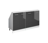 Vicco Ensemble de meuble sous pente Rion Anthracite Brillant/Blanc | Façade robuste · 2 modules, profondeur 46 cm · Pieds réglables en hauteur · Rangement derrière 4 portes