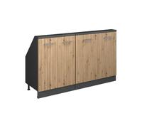 Vicco Ensemble de meuble sous pente Rion Chêne Artisan/Anthracite | Façade robuste · 2 modules, profondeur 46 cm · Pieds réglables en hauteur · Rangement derrière 4 portes