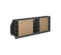 Vicco Ensemble de meuble sous pente Rion Chêne Artisan/Anthracite | Façade robuste · 5 modules, profondeur 60 cm · Pieds réglables en hauteur · Rangement ouvert & fermé