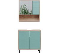 Vicco Ensemble de meubles de salle de bain Agasta, 2 pièces, Vert menthe/Sonoma