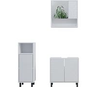 Vicco Ensemble de meubles de salle de bain Agasta, 3 pièces, avec armoire de milieu, Blanc Haute brillance