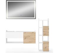 Vicco Ensemble de meubles de salle de bain Alf, 3 parties, Blanc/Chêne