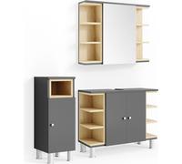 Vicco Ensemble de meubles de salle de bain Aquis, 3 parties, Anthracite/Sonoma