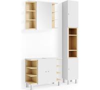 Vicco Ensemble de meubles de salle de bain Aquis, 3 pièces, avec armoire haute, Blanc/Sonoma