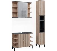 Vicco Ensemble de meubles de salle de bain Aquis, 3 pièces, avec armoire haute, Sonoma/Anthracite