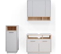 Vicco Ensemble de meubles de salle de bain Beatrice, 3 parties, Blanc/Sonoma
