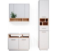 Vicco Ensemble de Meubles de Salle de Bain Beatrice, Blanc/Sonoma, 3 pièces, avec Armoire Haute