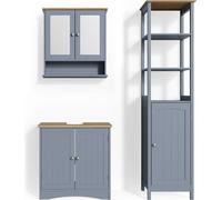 Vicco Ensemble de Meubles de Salle de Bain Bianco, Gris, 3 pièces, avec Armoire Haute