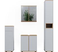 Vicco Ensemble de meubles de salle de bain Didi, 4 pièces, avec armoire haute et armoire centrale, Blanc/Artisan