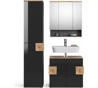 Vicco Ensemble de Meubles de Salle de Bain Eden, Anthracite/Chêne Artisan, 3 pièces, avec Armoire Haute