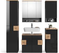 Vicco Ensemble de meubles de salle de bain Eden, 5 pièces, Anthracite/Chêne Artisan