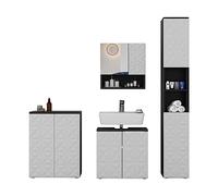 Vicco Ensemble de Meubles de Salle de Bain Edge, Noir/Blanc, 4 Parties