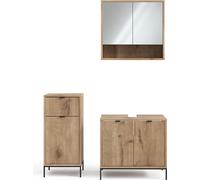 Vicco Ensemble de meubles de salle de bain Eliza, 3 pièces, avec armoire de milieu, Chêne Viking