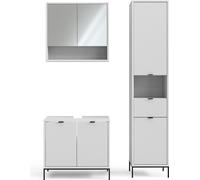 Vicco Ensemble de meubles de salle de bain Eliza, 3 pièces, avec armoire haute, Blanc