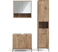 Vicco Ensemble de meubles de salle de bain Eliza, 3 pièces, avec armoire haute, Chêne Viking