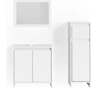 Vicco Ensemble de meubles de salle de bain Emma, 3 pièces, avec armoire centrale, Blanc