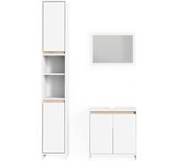 Vicco Ensemble de meubles de salle de bain Emma, 3 pièces, avec armoire haute, Blanc/Sonoma