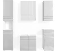 Vicco Ensemble de meubles de salle de bain Fredd, 5 pièces, Blanc Haute brillance