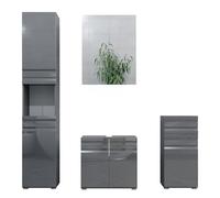Ensemble de meubles de salle de bain Freddy, 4 parties, Anthracite Haute brillance, Vicco