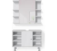 Vicco Ensemble de meubles de salle de bain Fynn, 2 pièces, armoire basse 80 cm, Blanc