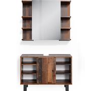 Vicco Ensemble de meubles de salle de bain Fynn, 2 pièces, armoire basse 80 cm, Bois antique