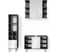 Vicco Ensemble de meubles de salle de bain Fynn, 3 parties, Anthracite/Blanc