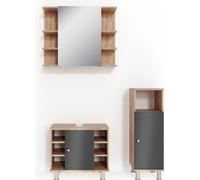 Vicco Ensemble de meubles de salle de bain Fynn, 3 parties, Chêne/Anthracite