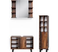 Vicco Ensemble de meubles de salle de bain Fynn, 3 pièces, armoire basse 80 cm, Bois antique