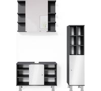 Ensemble mobilier de salle de bains Fynn, 3 pièces, armoire de toilette, Vicco