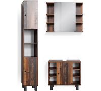 Vicco Ensemble de meubles de salle de bain Fynn, 3 pièces, avec armoire haute, Bois antique