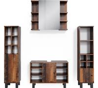 Vicco Ensemble de meubles de salle de bain Fynn, 4 pièces, avec armoire haute, Bois antique