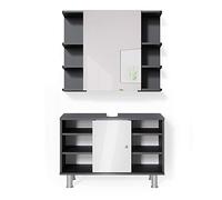 Vicco Ensemble de Meubles de Salle de Bain Fynn, Anthracite/Blanc, 2 Parties