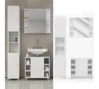Ensemble de meubles de salle de bain Fynn, 3 pièces, avec armoire haute, Blanc, Blanc, Vicco