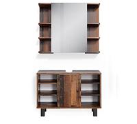 Vicco Ensemble de Meubles de Salle de Bain Fynn, Bois Antique, 2 pièces, Armoire Basse 80 cm