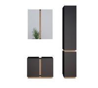 Vicco Ensemble de Meubles de Salle de Bain Gloria, Anthracite/Sonoma, 3 pièces, avec Armoire Haute