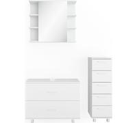 Vicco Ensemble de meubles de salle de bain Ilias, 3 pièces, avec armoire centrale, Blanc