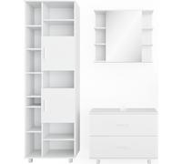 Vicco Ensemble de meubles de salle de bain Ilias, 3 pièces, avec armoire haute, Blanc