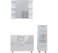 Vicco Ensemble de meubles de salle de bain Ilias, 3 pièces, avec meuble bas 80 cm, Blanc Haute brillance
