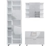 Vicco Ensemble de meubles de salle de bain Ilias, 3 Teile, mit Hochschrank (en anglais), Blanc Haute brillance
