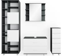 Vicco Ensemble de meubles de salle de bain Ilias, 4 parties, Anthracite/Blanc