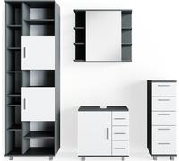 Vicco Ensemble de meubles de salle de bain Ilias, 4 parties, Anthracite/Blanc