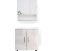 Vicco Ensemble de Meubles de Salle de Bain Irma, Blanc Haute Brillance, 2 pièces, Armoire Basse 60 cm