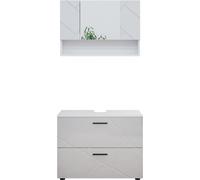 Vicco Ensemble de Meubles de Salle de Bain Irma, Blanc Haute Brillance, 2 pièces, Armoire Basse 80 cm