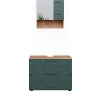 Vicco Ensemble de meubles de salle de bain Irma, 2 pièces, Chêne de force doré/Vert