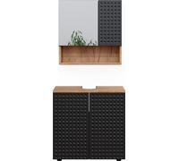 Vicco Ensemble de meubles de salle de bain Irma, 2 pièces, meuble bas 60 cm, Chêne de force doré/Anthracite