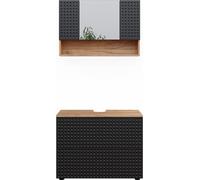 Vicco Ensemble de meubles de salle de bain Irma, 2 pièces, meuble bas 80 cm, Chêne de force doré/Anthracite