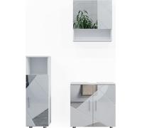 Vicco Ensemble de meubles de salle de bain Irma, 3 parties, Blanc brillant avec inserts